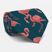 Levend koraal flamingo patroon stropdas (Opgerold)