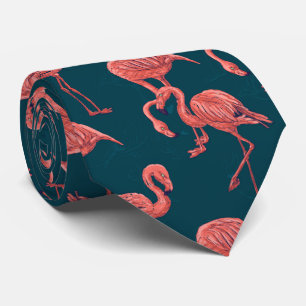 Levend koraal flamingo patroon stropdas