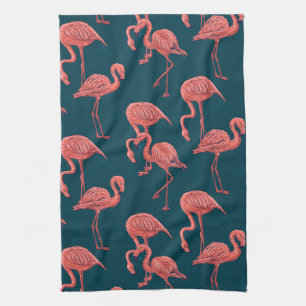 Levend koraal flamingo patroon theedoek