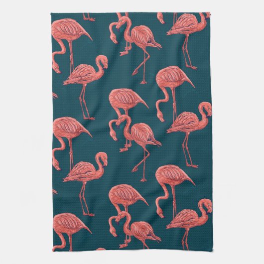 Levend koraal flamingo patroon theedoek (Verticaal)
