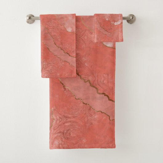 Levend koraal - Kleur van het jaar - Abstract Bad Handdoek (Insitu)