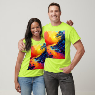 Levend Landschap Kunst van Rivier bij Zonsondergan T-shirt