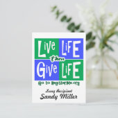 Levend leven en levensontvanger briefkaart (Staand voorkant)