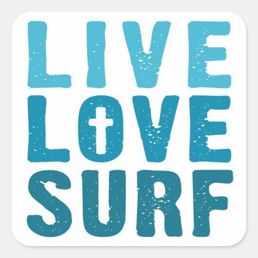levend-liefde-surf vierkante sticker (Voorkant)