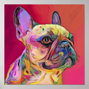 Levend Neon Duits Schaapherders Portret in Pop Art Poster