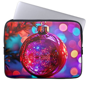 Levend Neon Kerstbal Ontwerp Laptop Sleeve