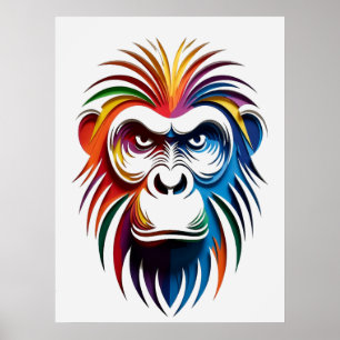 Levend portret van een gelaagde gorilla poster