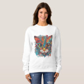 Levend psychedelisch abstract kat kunst sweatshirt (Voorkant volledig)