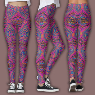 Levend Psychedelisch Patroon Trippy Magent/Blauw Leggings