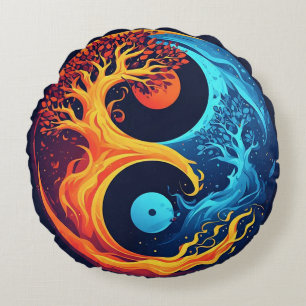 Levend Yin Yang-ontwerp Rond Kussen