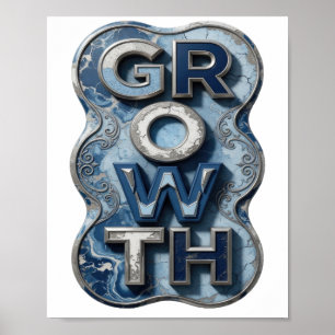 Levend Zilveren GROWTH Artistiek Motief Poster