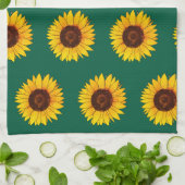 Levende Gele Zonnebloem Bloei Theedoek (Gevouwen)