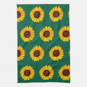 Levende Gele Zonnebloem Bloei Theedoek (Verticaal)