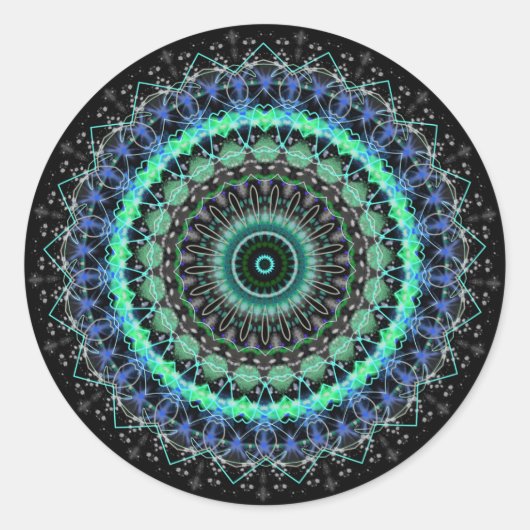Levende groene Mandala caleidoscoop stickers (Voorkant)