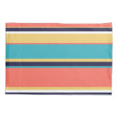 Levende koraal-, blauwe en gele strepen kussensloop (Achterkant)