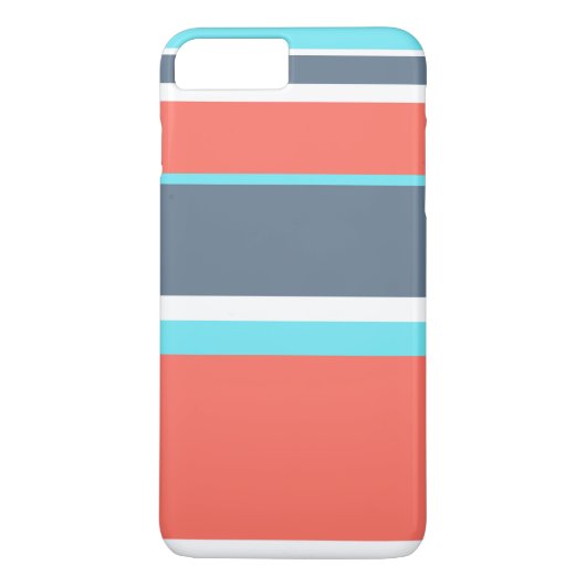 Levende koraal-, blauwe en grijze strepen Case-Mate iPhone case (Achterkant)