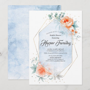 Levende koraal en mosterdblauw Vrijgezellenfeest Kaart