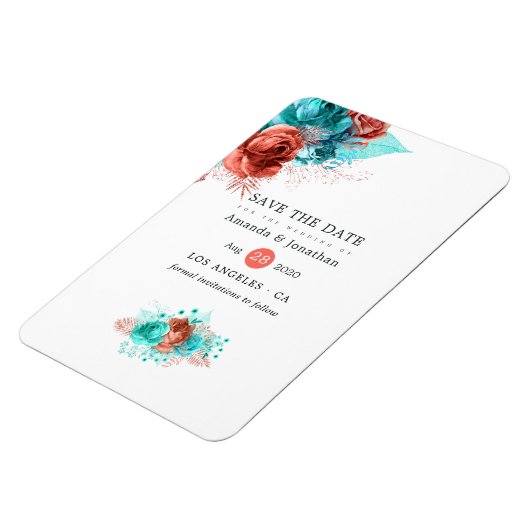 Levende koraal en Turquoise Wedding sparen de Datu Magneet (Linkerzijde)