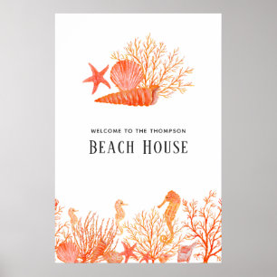Levende Koraal Strandhuis Poster