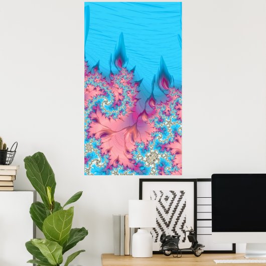 levende koraalrif fractal Ocean Abstract Poster (Thuiskantoor)