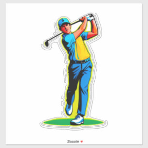 Levende Pop-Art Golfer die een Driver Slaat op Gro Sticker