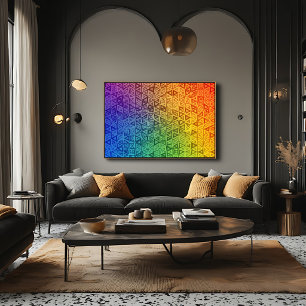 Levende Regenboog Geometrische Driehoek Gradiënt Canvas Afdruk