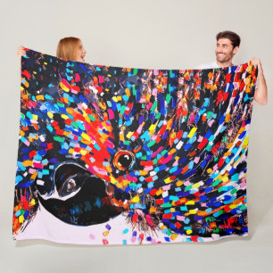 Levende Tropische Vogel Wandkunst in Expressionist Fleece Deken