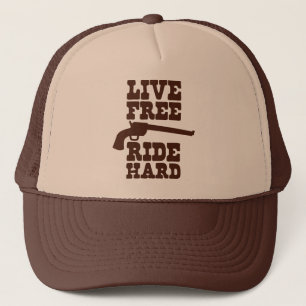 LEVENDE VRIJE RIDE HARD cowboy rodeo motto Trucker Pet