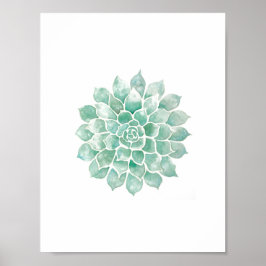 Levende Waterverven: blauw-groen Poster