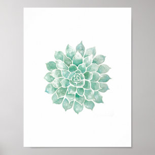 Levende Waterverven: Blauwgroen Poster