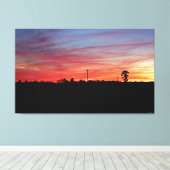 Levende zonsondergang boven open veld #2 canvas afdruk (Insitu (Houten vloer))