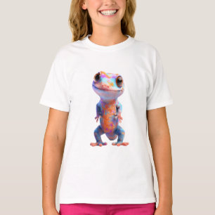Levendgekleurde Regenboog Gespekte Cartoon Gecko K T-shirt