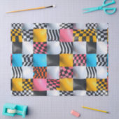 Levendig 3D Schaakbord – Speelse Retro Pop Tissuepapier (Craft)