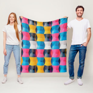 Levendig 3D-Zandlopermodel Geometrisch Patroon Fleece Deken