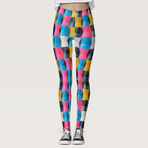 Levendig 3D-Zandlopermodel Geometrisch Patroon Leggings