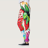 Levendig aardbeienkunstwerk leggings (Links)