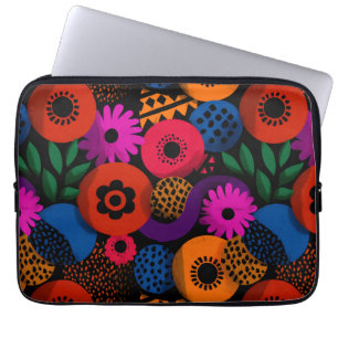 Levendig Abstract bloemig en geometrisch patroon Laptop Sleeve