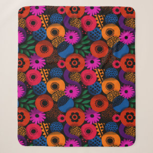 Levendig Abstract bloemig en geometrisch patroon Sherpa Deken