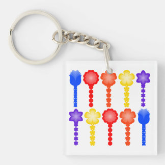 Levendig Abstract Bloemmotief Sleutelhanger