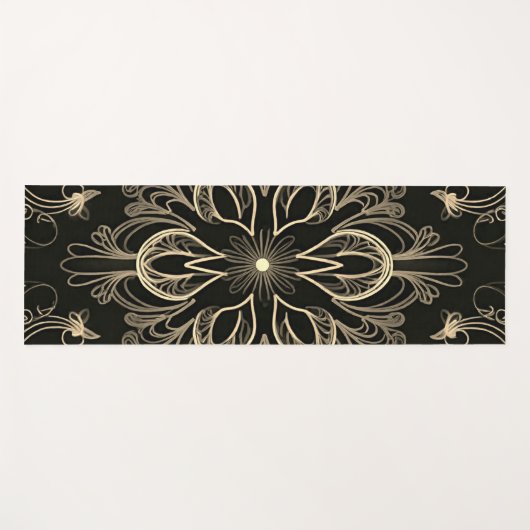 Levendig Abstract bloemzwart en goud Yogamat (Voorkant (horizontaal))