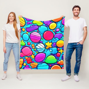 Levendig Abstract Candyland Fleece Deken