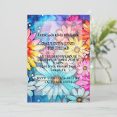 Levendig Abstract Daisy Flowers verjaardagsfeestje Kaart (Staand voorkant)