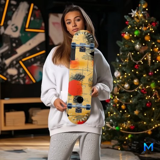 Levendig Abstract geel en rood skateboard ontwerp