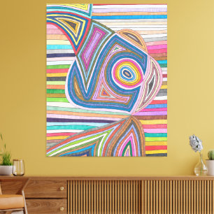 Levendig Abstract Geometrisch Gestreept Patroon Canvas Afdruk