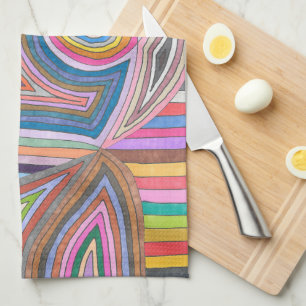 Levendig Abstract Geometrisch Gestreept Patroon Theedoek