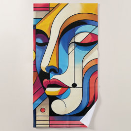 Levendig Abstract geometrisch gezicht Strandlaken