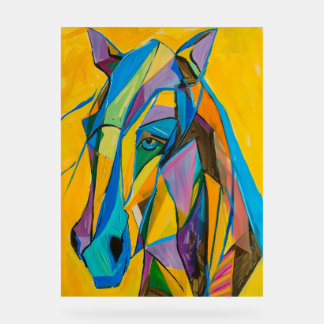 Levendig Abstract Geometrisch Paardenportret Acryl Bord