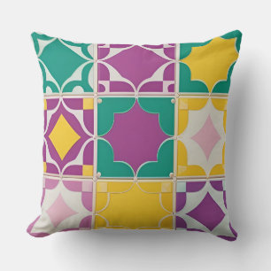 Levendig abstract geometrisch patroon in felle kle kussen