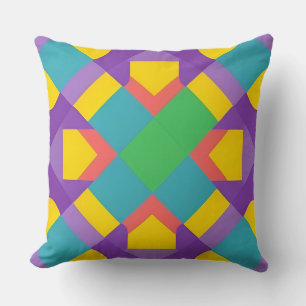 Levendig abstract geometrisch patroon in felle kle kussen
