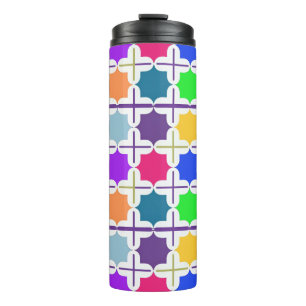 Levendig abstract geometrisch patroon in felle kle thermosbeker